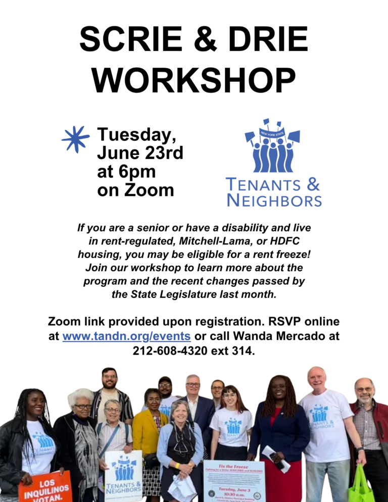 SCRIE/DRIE Workshop with NYC Department of Finance